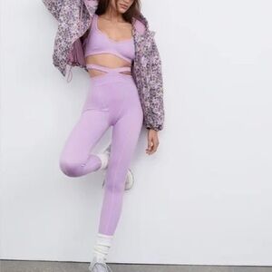 For Love And Lemons Lilac High-Waist Ribbed Leggings